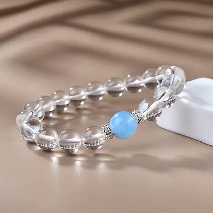 [Design] White Crystal Aquamarine Single Ring Bracelet