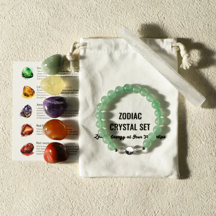 12 Zodiac Healing Stones with Bracelet Gift Box, Tumbled Stones