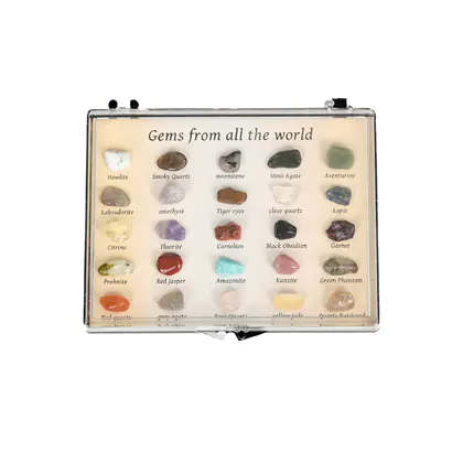 Crystal Gem Specimen Box (Bilingual Edition) Best Seller, 16/25 Kinds Mini Crystals, Geology Teaching