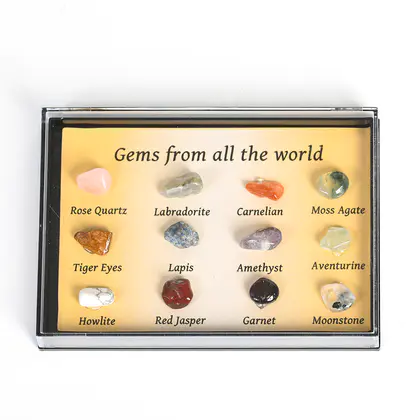 Crystal Gem Specimen Box, Best Seller, 12/15 Kinds Mini Crystals, Geology Teaching Material