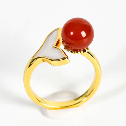 Fish-tail Bead Ring (Multi-color) Natural Crystal Raw Stone, Wire-wrapped, Best Seller