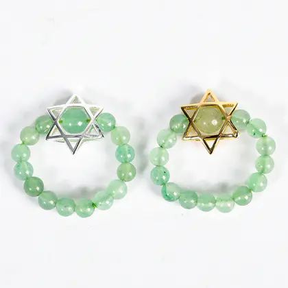 Hexagram Star Ring (Multi-color) Natural Crystal Raw Stone Bead, Wire-wrapped, Best Seller
