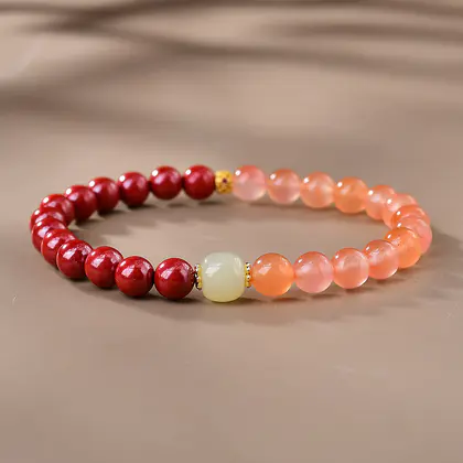 [Design] Nanhong Agate Cinnabar Single Ring Bracelet