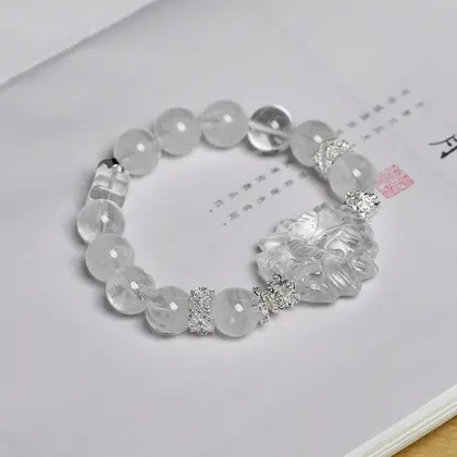 [Design] White Ghost White Crystal Nine Tailed Fox Single Ring Bracelet